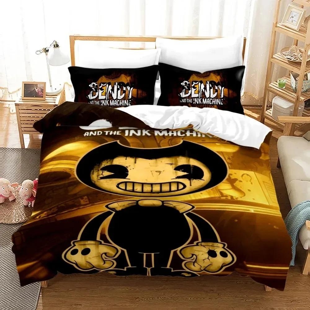3D Printed Bendy N Ink Machine Bedding Set 3D Printed Suitable for Bedroom Duvet Cover Set With Pillowcases Kids Home Textile