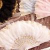 Wedding Feather Hand Fan Handmade Retro Lace Feather Fans for Wedding Party Gift Chinese Luxurious Wedding Decoration