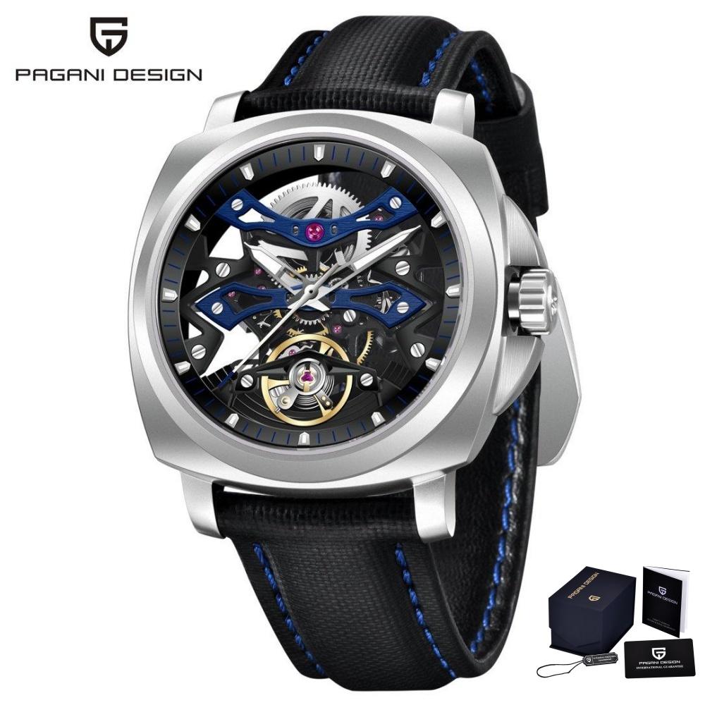 PAGANI DESIGN YS017 Herren Skelett Automatikuhr Kreatives Zifferblatt Tourbillon Saphirglas 100M Wasserdicht Armbanduhren