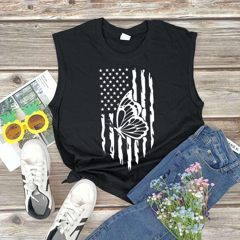 Lässiges, lockeres Tanktop für Damen mit Aufdruck „Independence Day Series“