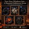 Ghost Witch Decals Halloween Window Decal, 3D Crack Glass Spooky Decoration, Pumpkin Skeleton Indoor Ornamentation Break in Stickers, Illusion Mirror
