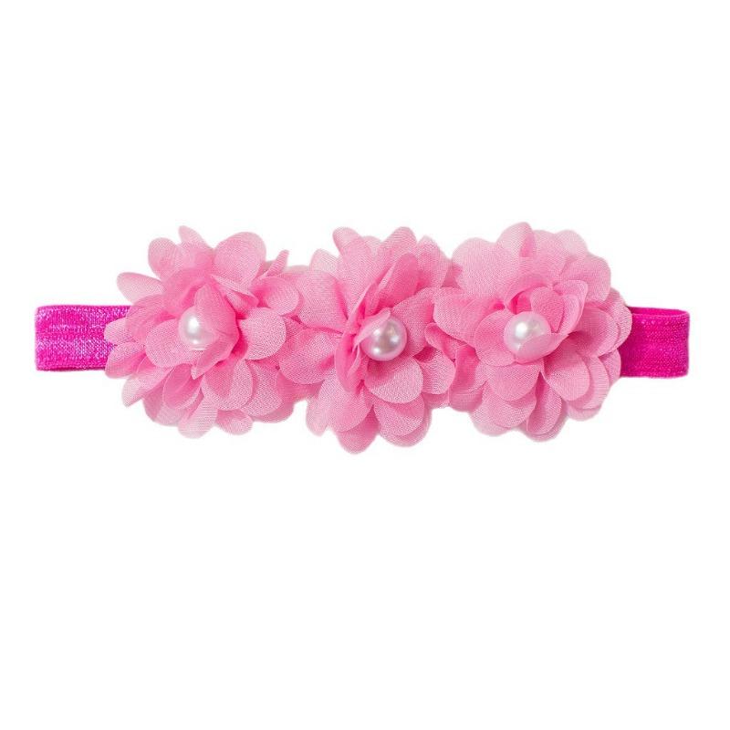 New baby elastic headband, cute chiffon bead flower children's jewelry, four seasons thin baby hair accessories