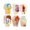 24/30 Stück, 6 Muster, leere hölzerne Eiscreme-Dekorationen, handbemalte Sommer-Dessert-Basteldekorationen mit Geschenkanhängern