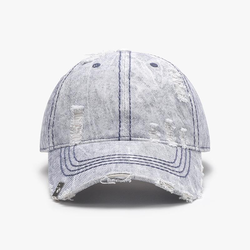 Custom Logo Distressed Baseball Cap Vintage Washed Ripped Cotton Dad Hat Frayed Brim Y2K Streetwear Sun Hat For Men Women