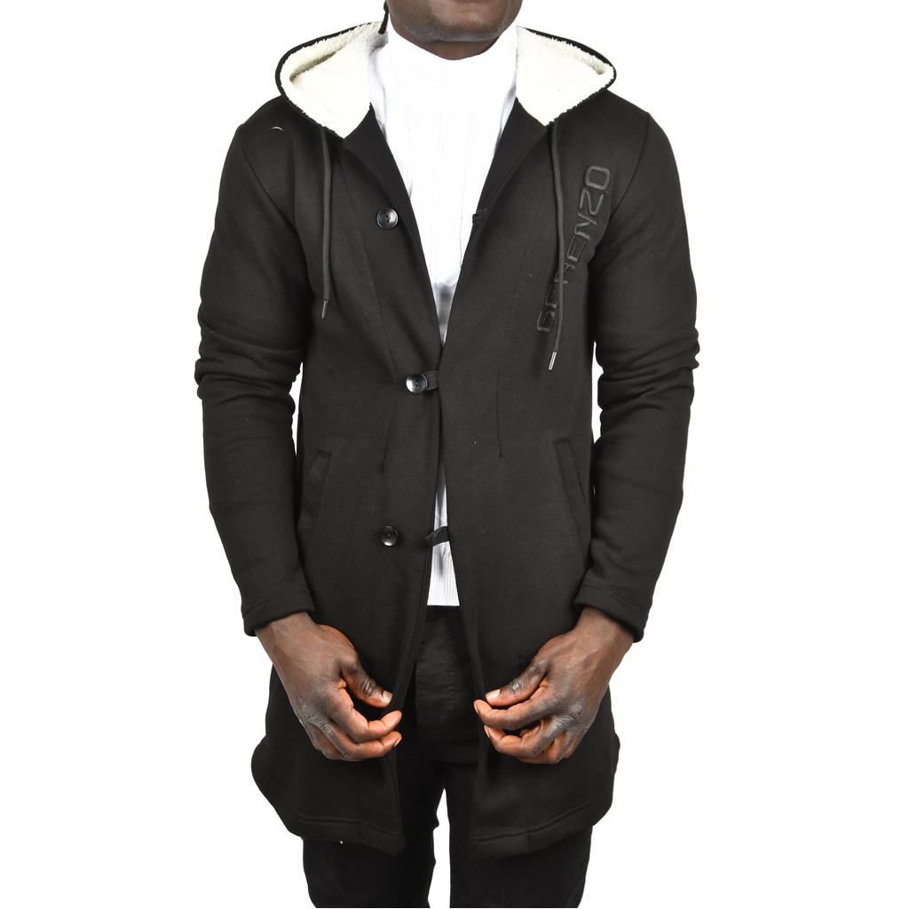 DeepSEA Düğmeli Kapüşonlu Dar Kesim Panço Uzun Hırka 2500644