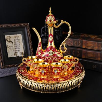 European Light Luxury Wine Set, Court Style Home Desktop Ornament, Retro Zinc Alloy Exquisite Wine Glass Wine Pot Set