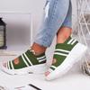 2 New Knitted Sandals Women's Summer Flat-bottomed Versatile Comfortable Elastic Thick-soled Sports Fish Mouth Shoes