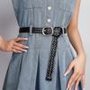 Pu Womens Black Woven Belt With Alloy Closure Design For Trendy Outfits Casual