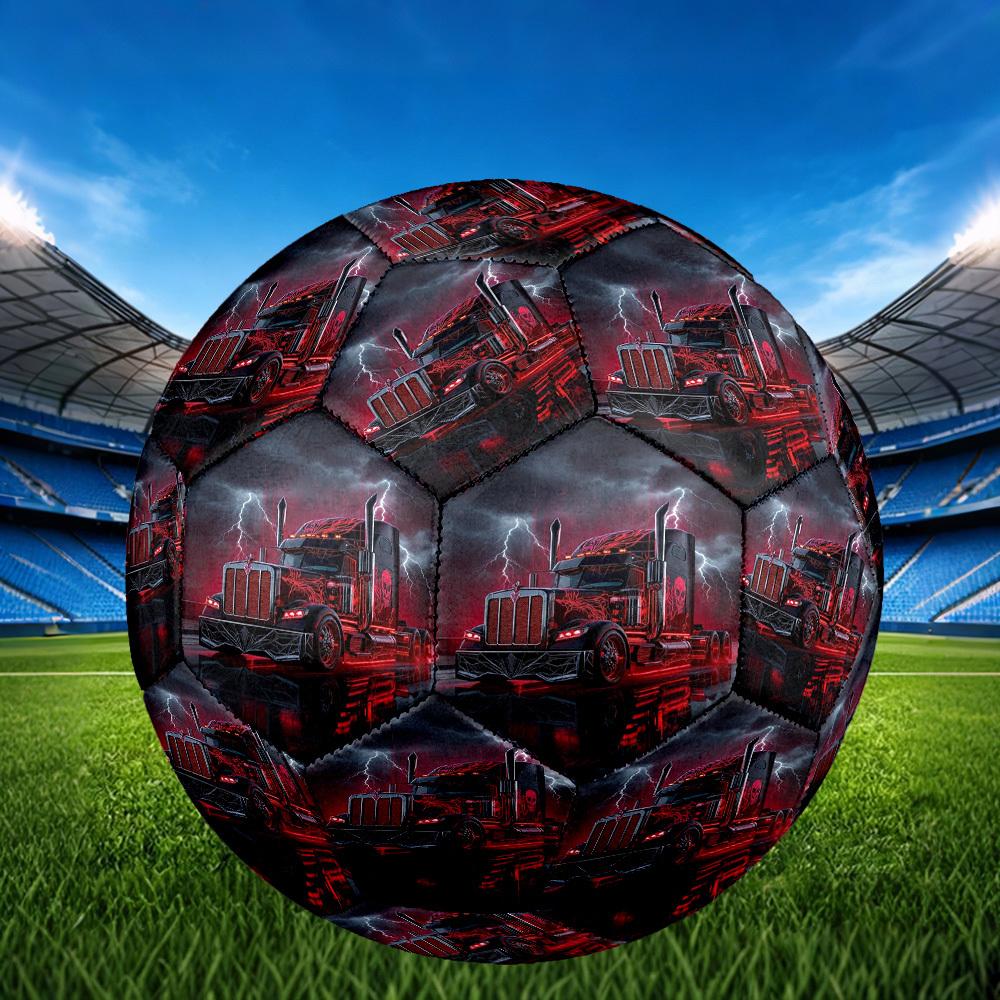 1pc Thunder Truck Ride Theme Soccer Ball Football, Size 5, Lightweight PVC, Outdoor Training Soccer Ball,Gift c65124