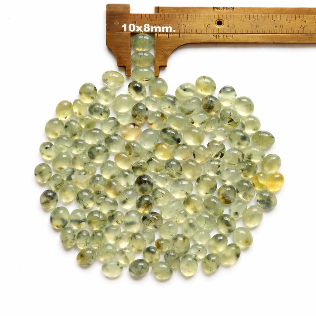 Grüne Prehnit Oval Cabochons – Kalibriert 10x8 mm Glatter Flacher Rücken Edelstein für die Schmuckherstellung