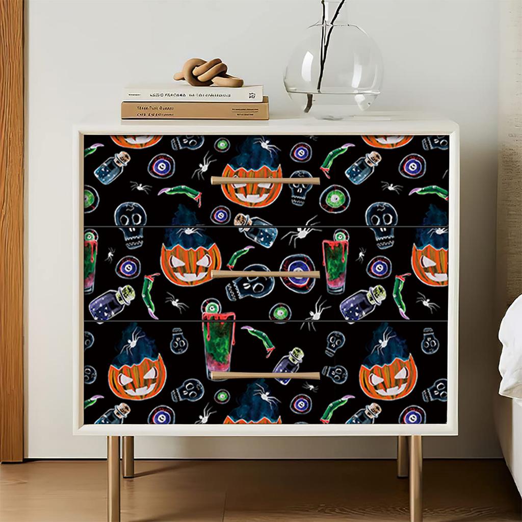 Peel and Stick Wallpaper Pumpkin Gothic Self Adhesive Removable Contact Paper Halloween Wall Cabinet Decor Wallpaper
