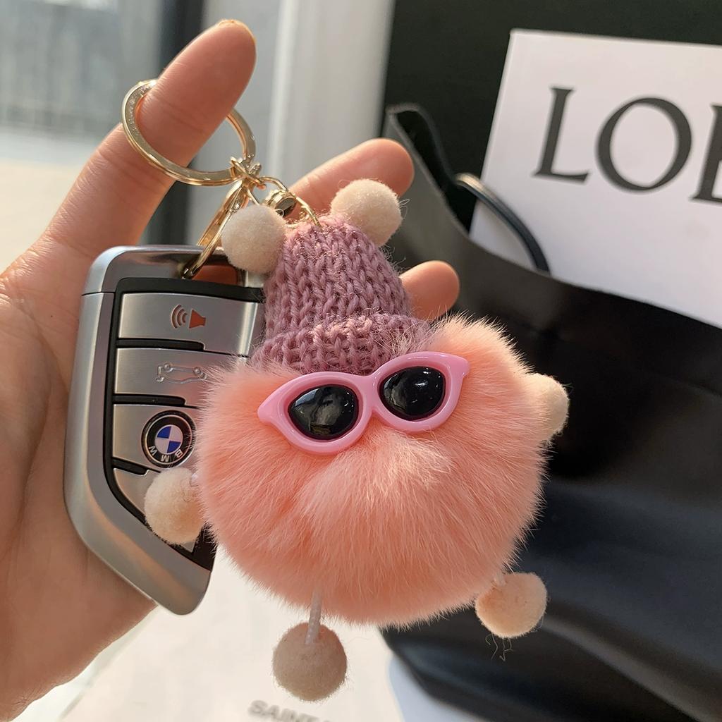 Real Rex Rabbit Hair Coal Ball Elf Ins Internet Celebrity Cute Bag Pendant Plush Doll Car Keychain Pendant