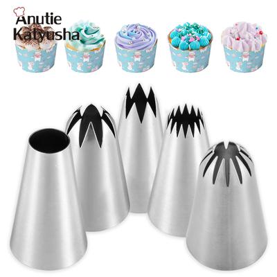 5 stücke Große Metall Kuchen Creme Dekoration Tipps Set Gebäck Werkzeuge Edelstahl Rohrleitungen Vereisung Düse Cupcake Dessert Dekorateure