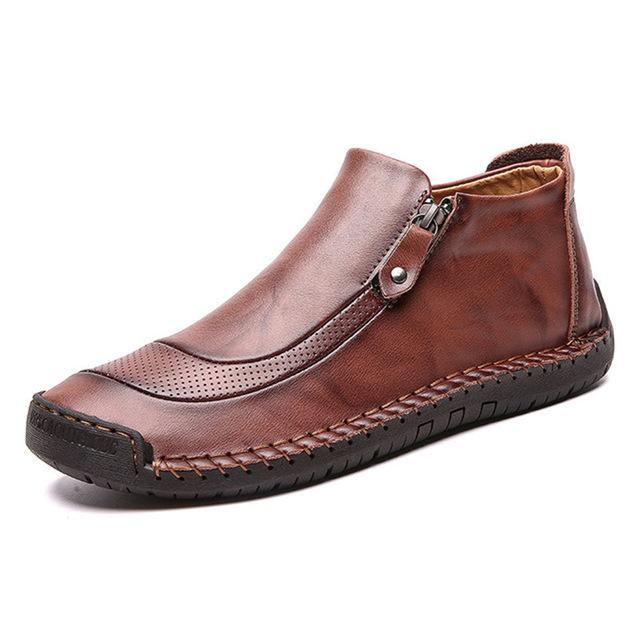 Fashion New Fashion Men Boots High Quality Split Leather Ankle Snow Boots Shoes Warm Fur Plush Winter Shoes Plus Size 38-48