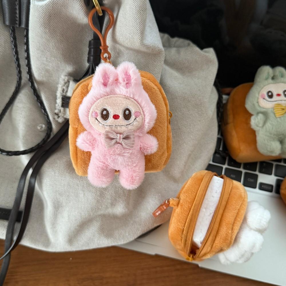 

Милый плюшевый кулон-кошелек для монет в виде куклы Лабубу, брелок, маленькая подарочная монетница для девочек на день рождения розовый