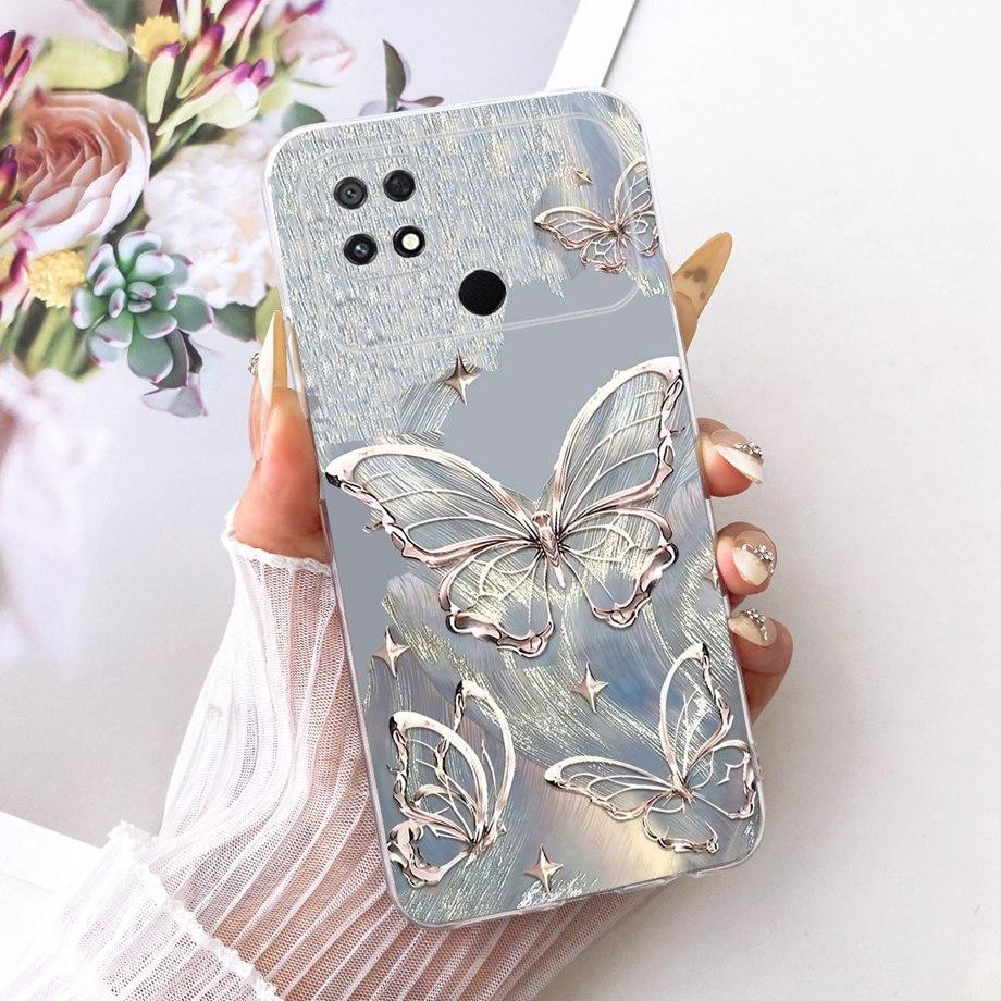 For Xiaomi Poco C40 C50 C51 Phone Case Luxury Flower Butterfly Cartoon Bow Pattern Back Cover Soft TPU Silicone Bumper Housing