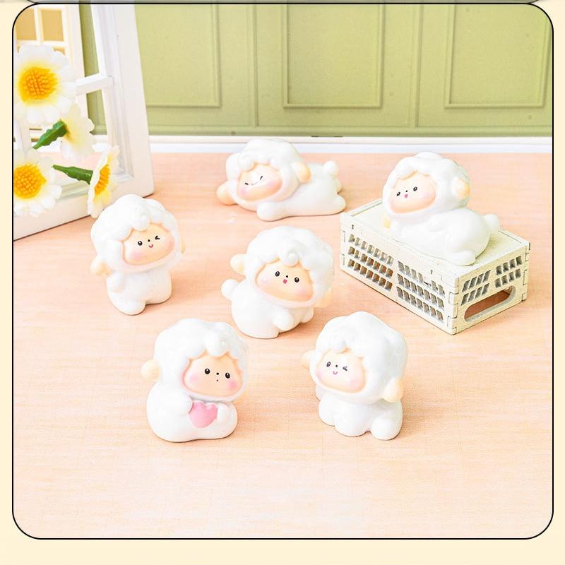 1/6 Pcs Adorable Sheep Car Dashboard Decor Cute Lamb Figurine Auto Center Console Accessory For Women Car Enthusiasts