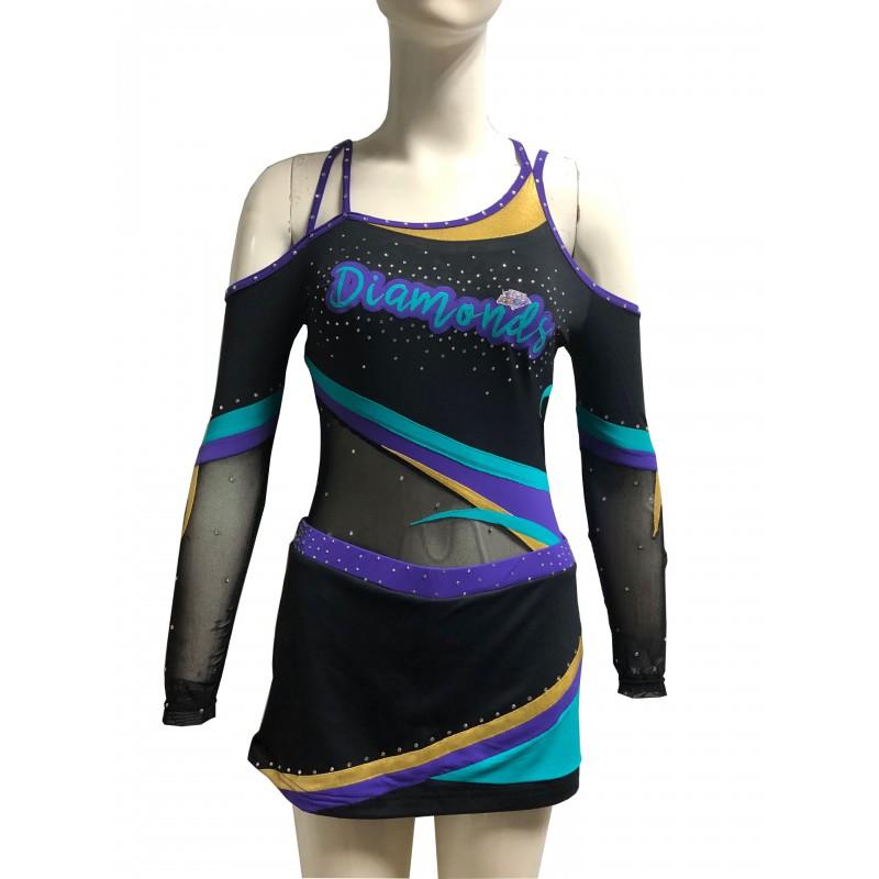 Women Rhinestone Cheerleading Uniform Stage Performance Outfit