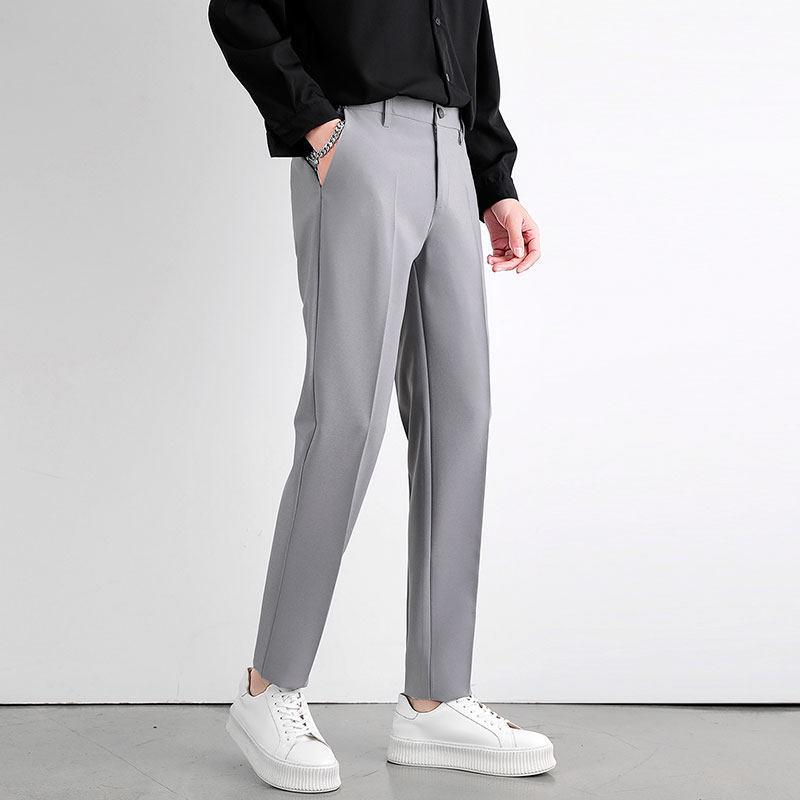 Pants Men's Spring and Summer Thin New Trend Versatile Ice Silk Nine-point Pants Small Foot Casual Pants