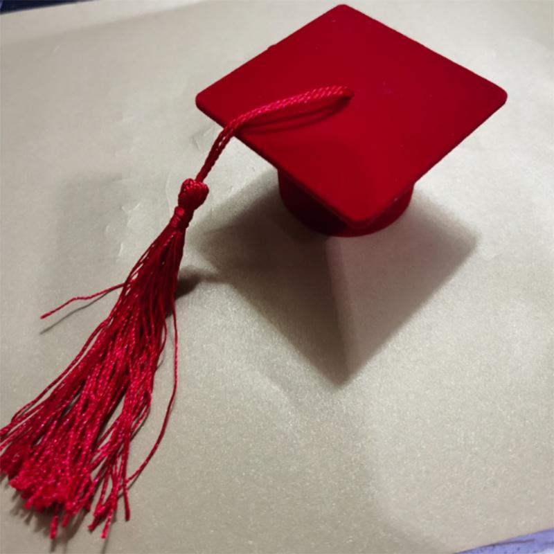 Samt Ringbox Abschluss Bachelorhut Schmuckverpackungsbox Hochzeit Verlobung Ohrringbox Abschlussgeschenk Schmuckorganizer