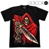 T-Shirt Ghost Skull Warrior Sword Graphic Black Shirt Mens Glow In Dark New Year