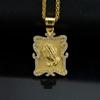 New Trendy Praying Hands Pendant with Rhinestone Men's Necklace Fashion Religious Amulet Pendant Accessories Party Jewelry