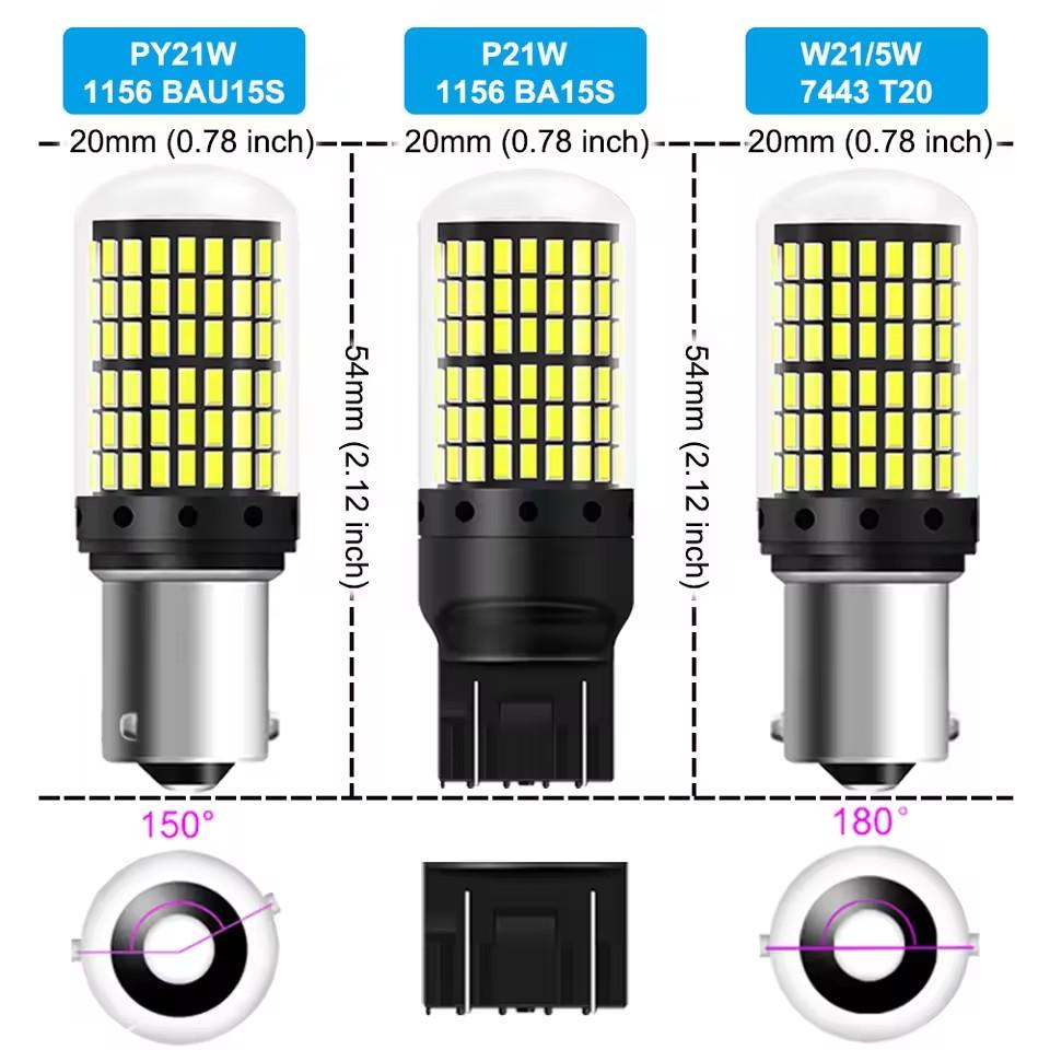 2PCS 1156 BA15S LED CANBUS 3014 144 SMD 1157 BAY15D P21/5W 7440 T20 7443 Turn Signal Light Reversing Lights Brake Lamp 12V WhiteTurn Signal 2