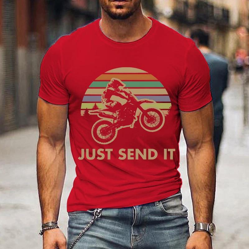 Just Send It Print Shirt Motorcycle Graphic Men Women T-shirts Vintage Style Motocross Gift Classic T Shirts Street Men Tshirt
