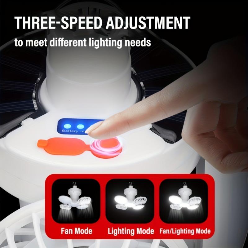 Adjustable Solar Camping Barbecue Fan Light 2-in-1 Multifunctional Hanging Tent Light Portable Suitable for Camping, Hiking, Outdoor Activities