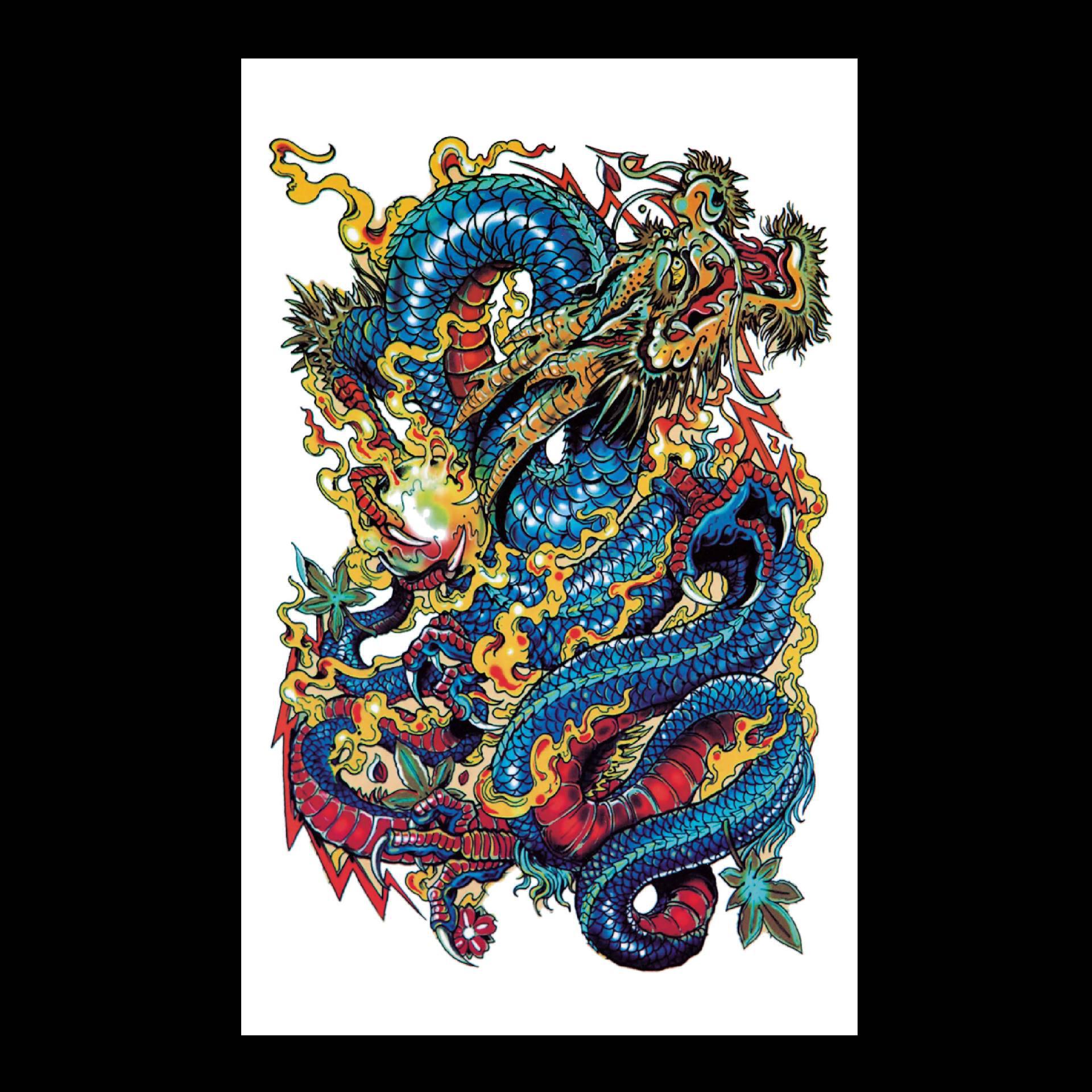 

Водонепроницаемые наклейки для татуировки: Волк, Карп, Гуань Гун, Череп, Пламя, Гейша, Крест, Сова, Цветы 12*19cm