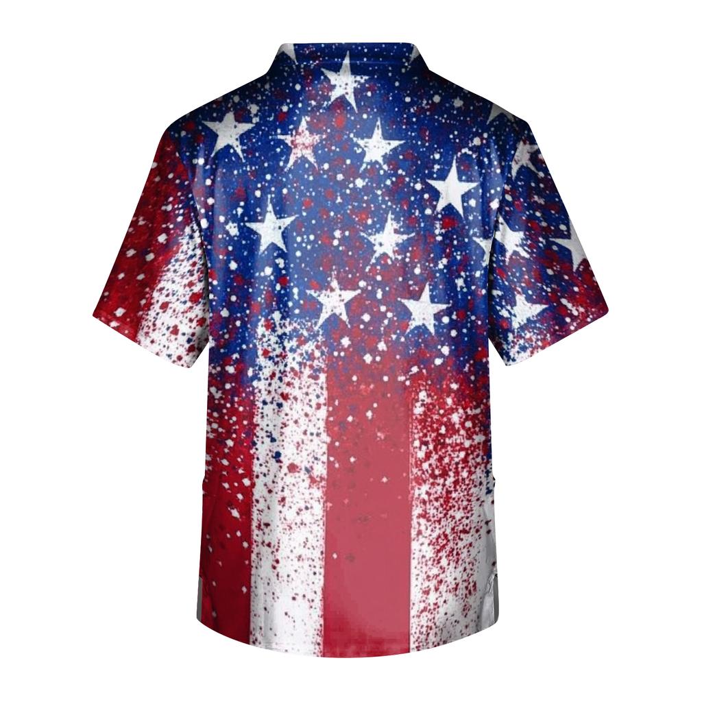Top de Uniforme Médico para Hombre con Cuello en V, Manga Corta, Bolsillo en el Pecho y Estampado Adecuado para Profesionales de la Salud y Cuidadores