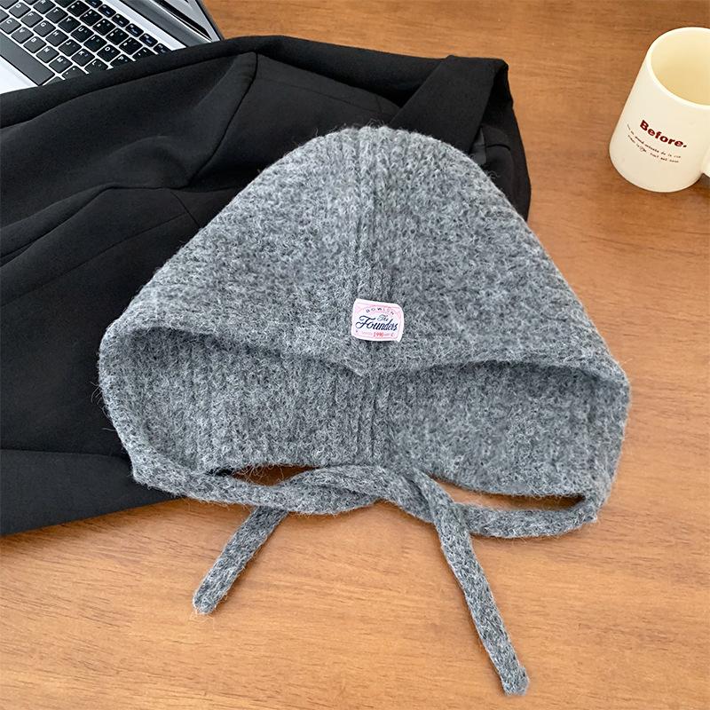 Korean Knitted Balaclava for Women In Autumn and Winter with Large Head Circumference Small Face Warm Ear Protection  Woolen Hat  Pullover Hat