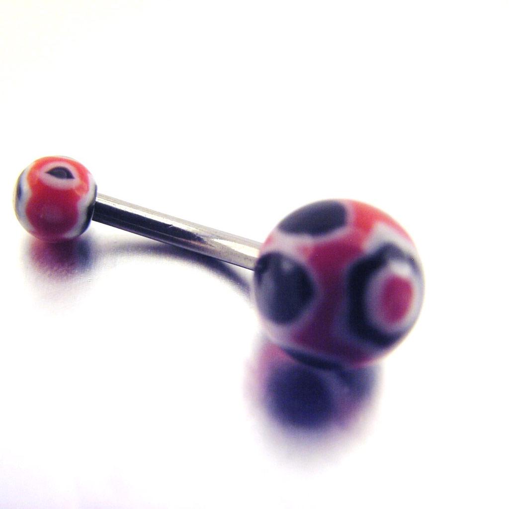 Les Trésors De Lily [E6768] - Body Piercing Ball 'Tecno' Black Red
