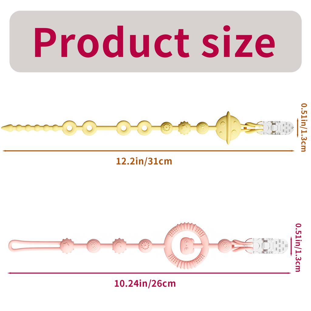 Toy Straps, Silicone Bottle Holding Clip, Pacifier Holder Clip with Self-Adjusting Bayonet