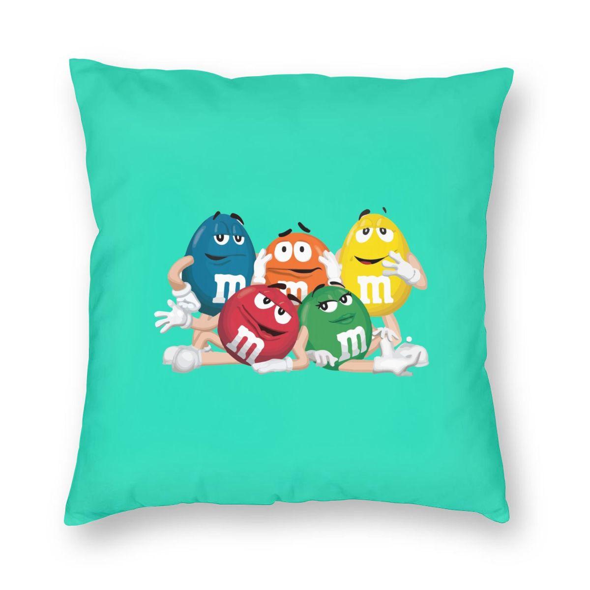 

M And M Character Set Square Pillowcase Pillow Cover Cushion Throw Pillow for Home Bedroom Car 12x12Inch