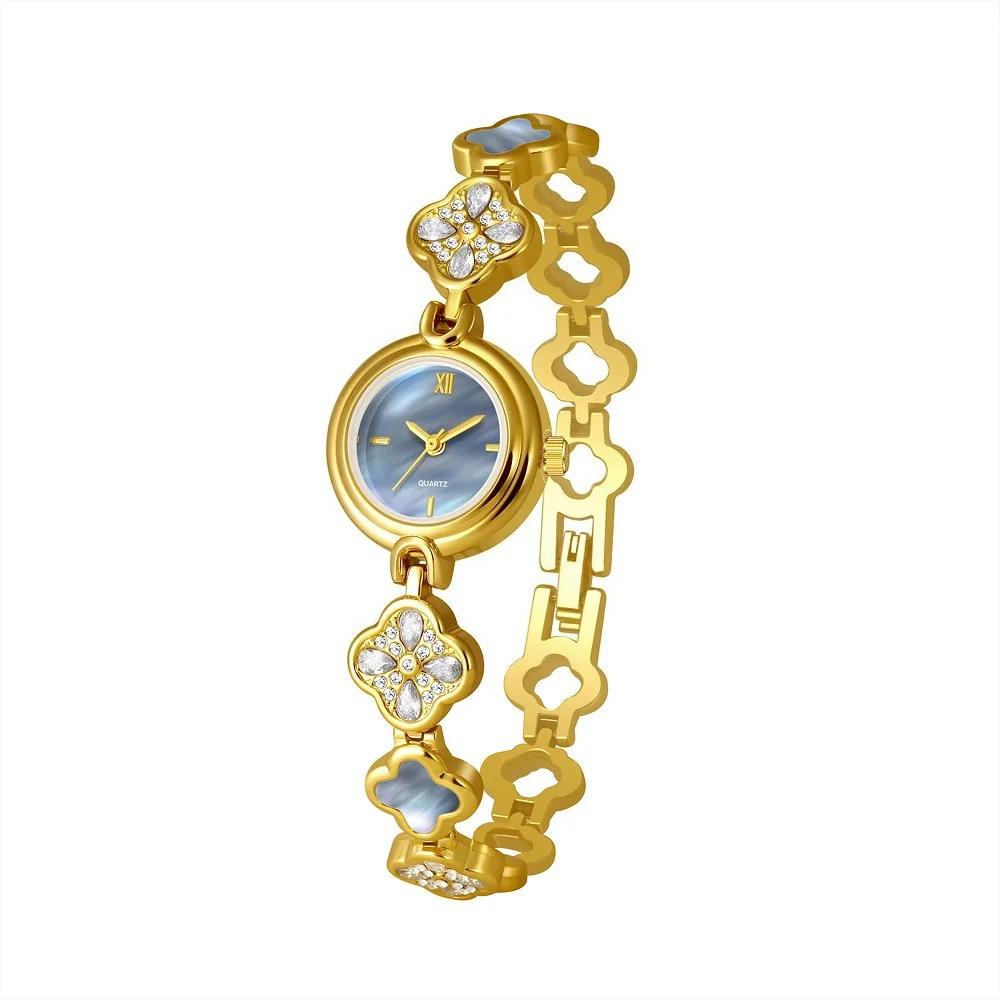 

Women s Watch Blue Shell Dial Bracelet Crystal Dress Wristwatch Quartz Clock синій