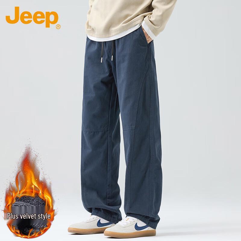 JEEP Men's Loose Straight Leg Pure Cotton Cargo Pants