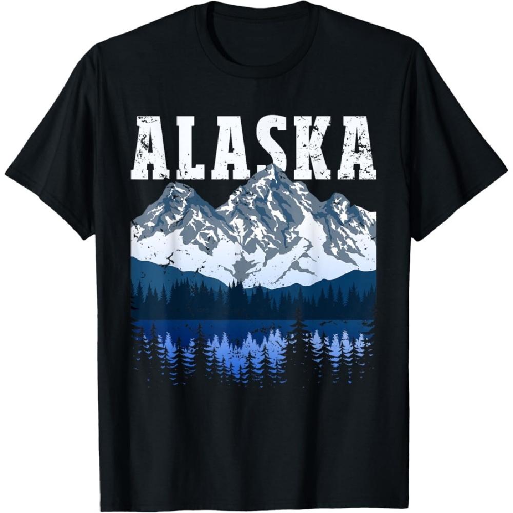 

Alaska Mountain Nature Alaska Travel Vacation Distressed T-Shirt S
