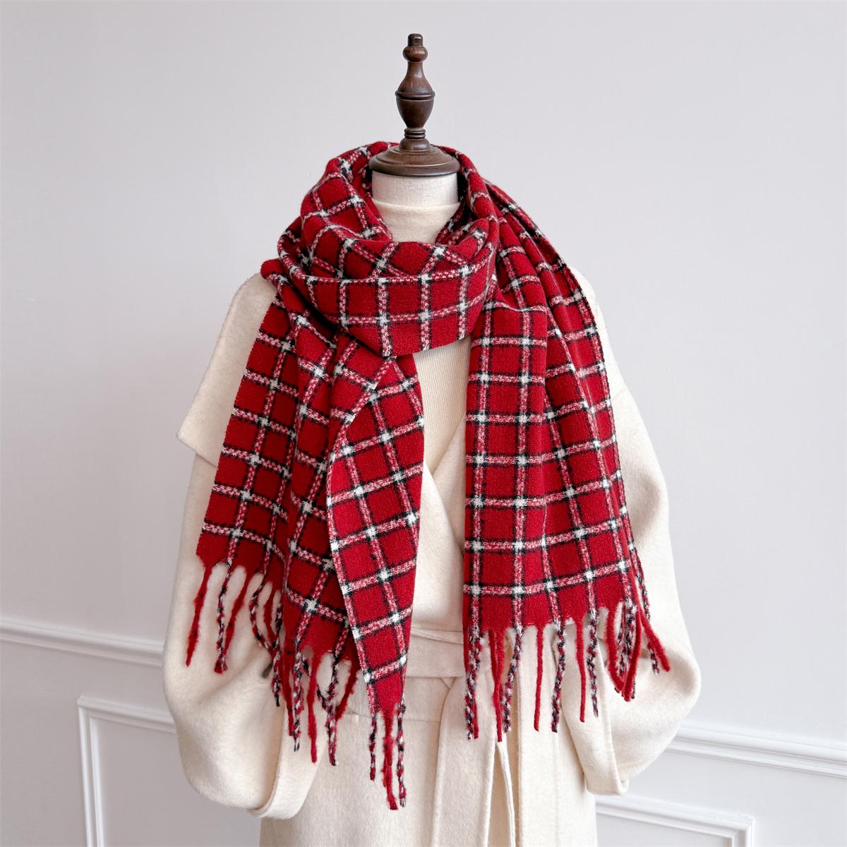 

Warm Shawl Women Scarf Luxury Cashmere Winter Blanket Wraps Casual Plaid Print Pashmina Bufanda Travel Poncho Stoles Echarpe 30x180cm