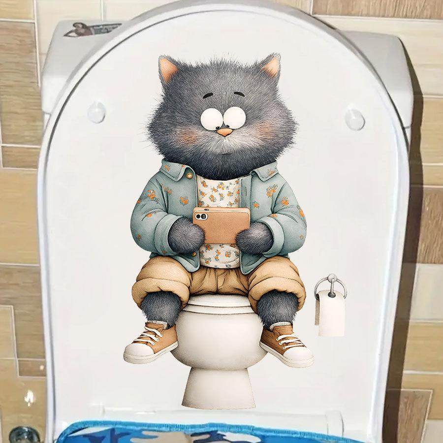 1 PC Funny Animal PVC Toilet Seat Stickers Monkey Zebra Giraffe Decals Waterproof Bathroom Wall Door Decor Creative Removable Decals