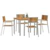 Outdoor Dining Set 5 Pcs Solid Acacia Wood and Stainless Steel