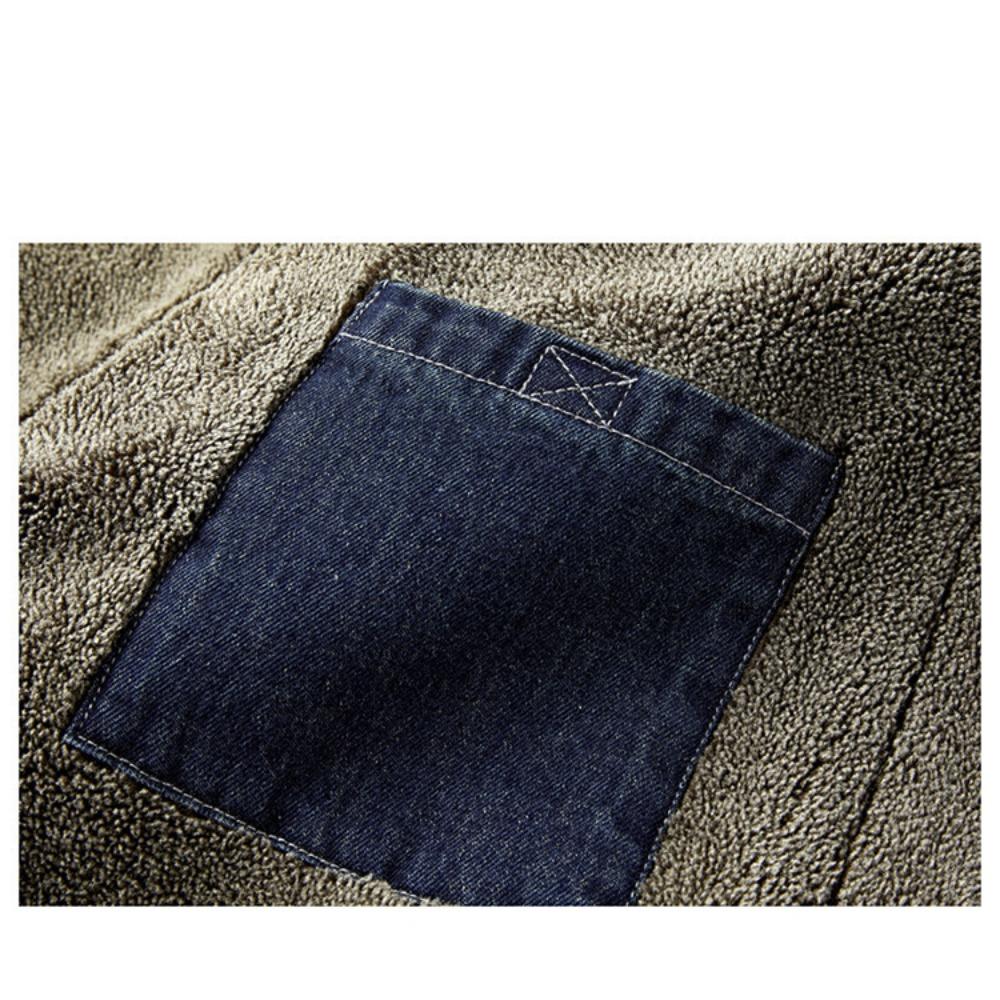 Nuevas Chaquetas de Mezclilla Cálidas de Invierno para Hombre con Forro Polar Bolsillos Grandes Chaquetas de Mezclilla Cargo Alta Calidad Masculino Azul Claro Slim Abrigos de Mezclilla Talla 4X