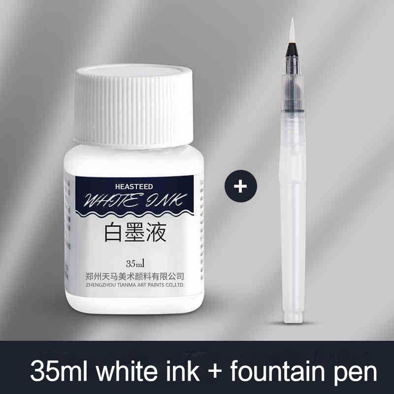 White Ink 18ml/35ml Stay White Pigment Cover Liquid with Soft Pen Brush Watercolor Painting Bottle School Office Art Supplies