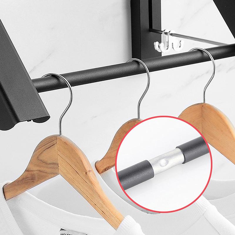 Wall Mount Folding Clothes Drying Rack Space Saving Collapsible Garment Hanging Bar for Balcony Laundry Room Bathroom