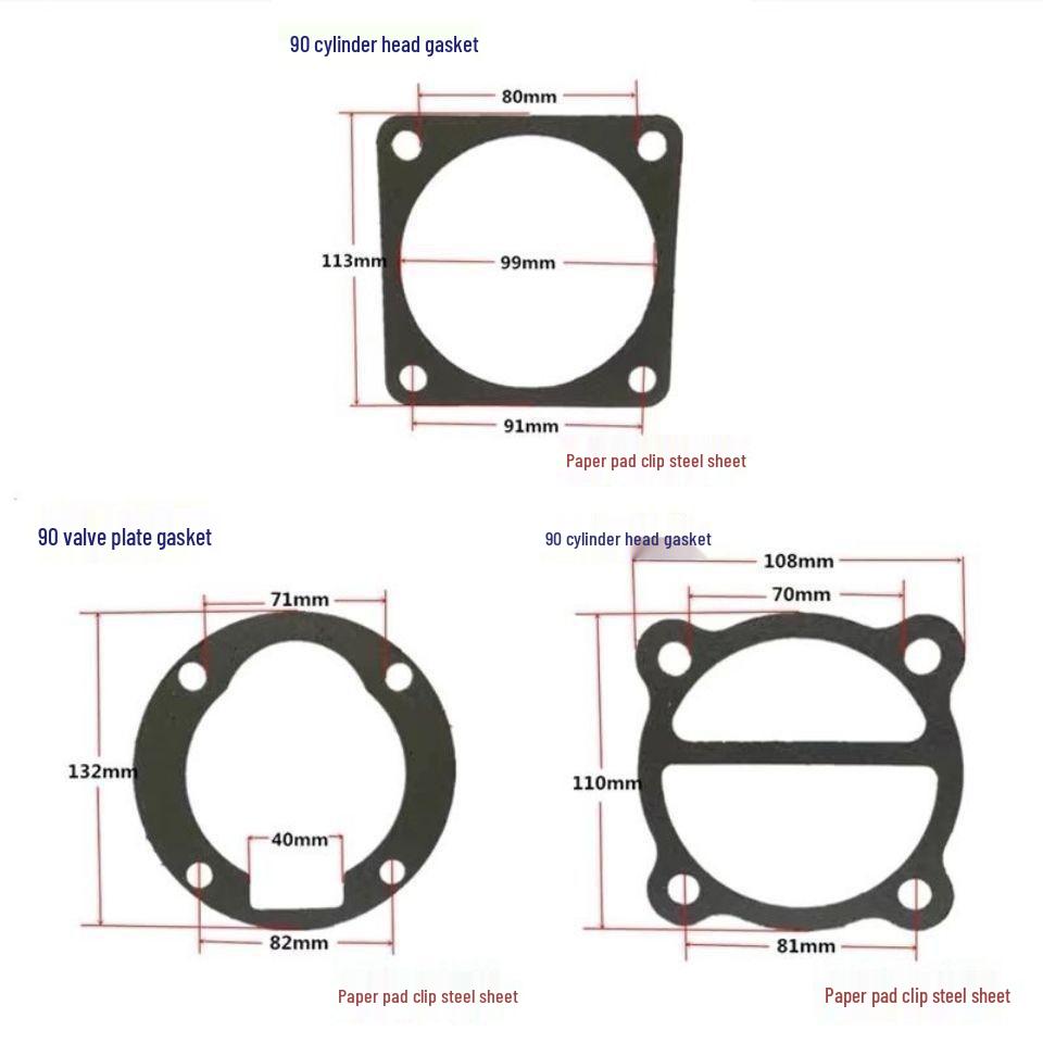 Air Compressor Accessories: 0.9 Air Pump Piston, 65 Sealing Gasket, Cylinder Head, Cylinder Gasket, Valve, Steel Wire, Paper Gasket.
