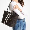 Michael Kors MK Jet Set Travel Monogramma Bianco e Nero a Strisce Grande Capacità Borsa a Spalla in Pelle Donna tote 35S1GTVT2B-BLACK-COMBO