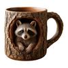 Vtipný hrnek s mývalem Hrnek s kůrovou texturou Pryskyřicí inspirovaný zvířetem Šálek na kávu Ručně vyrobený barový pivní hrnek Dárek pro milovníky přírody