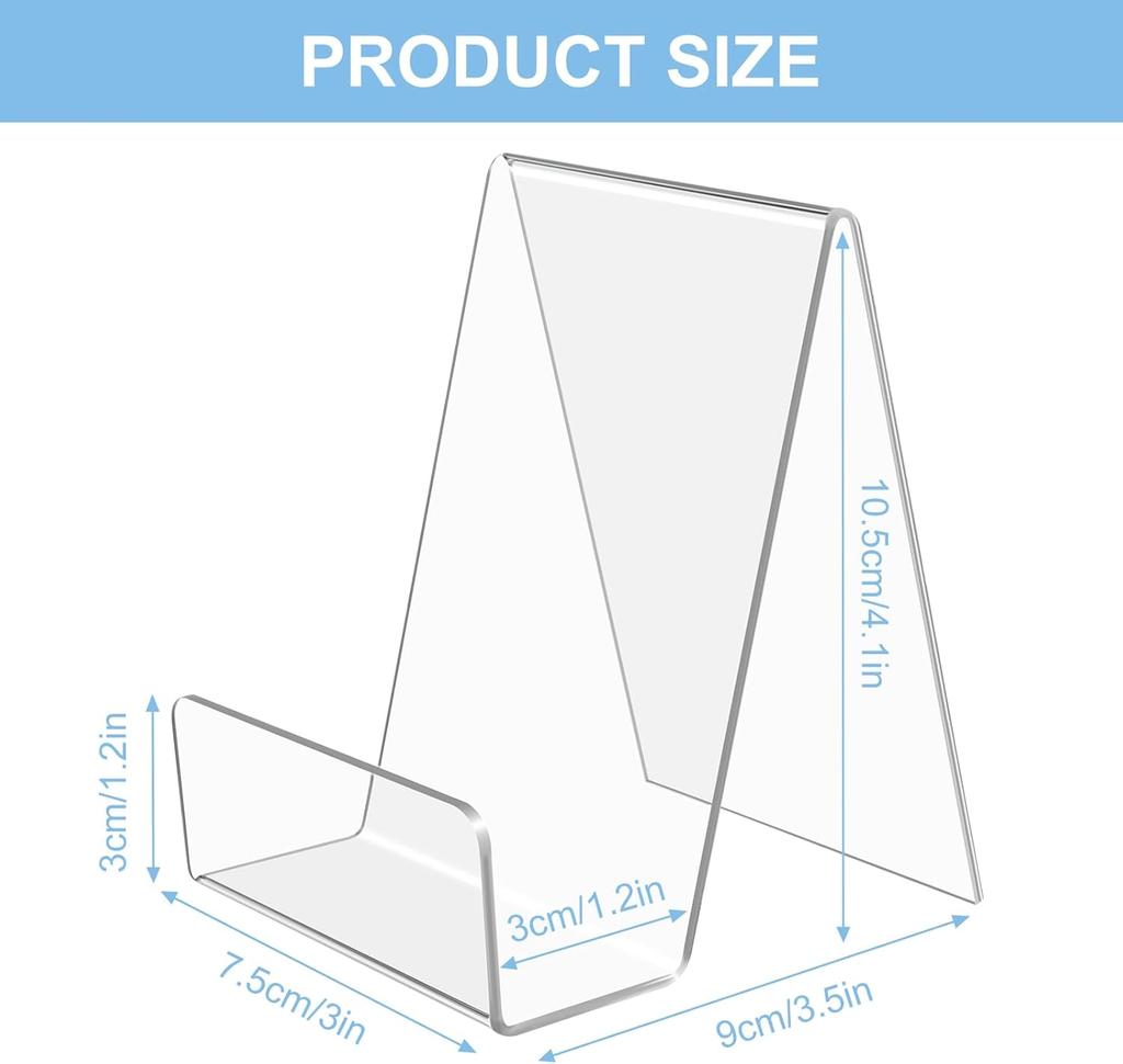 12 Pcs Clear Acrylic Book Display Stand,Clear Easel Tablet Holder for Displaying Books, Pictures, Notebooks, CDs, Artworks, etc