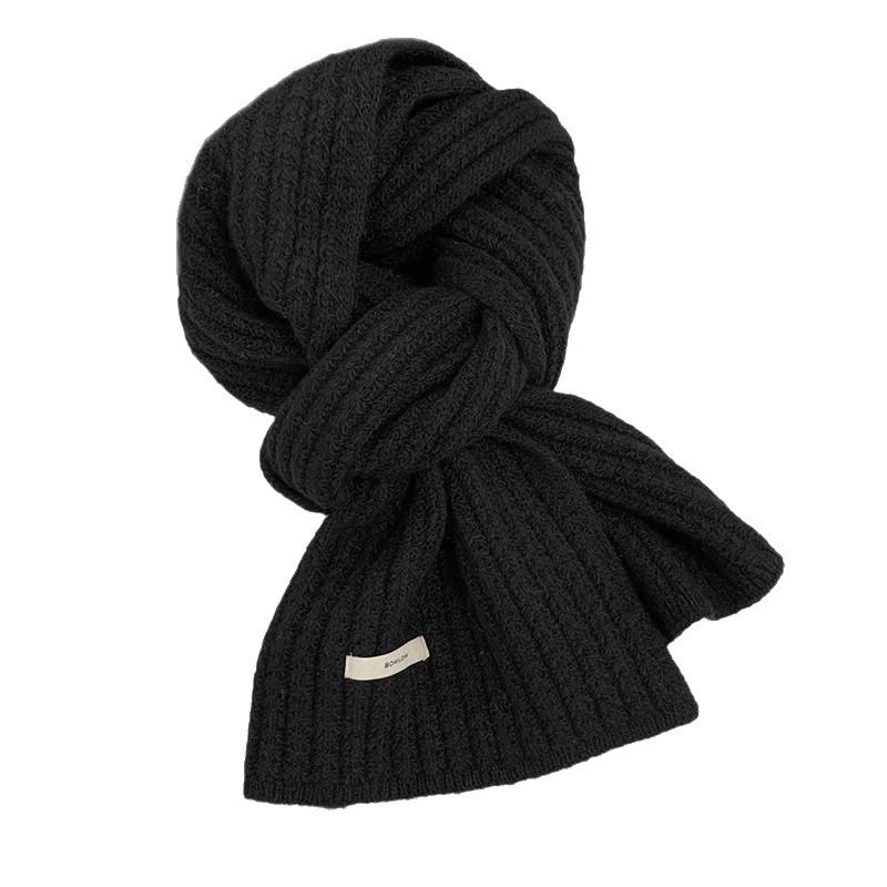 Korean blended scarf women's winter soft waxy versatile atmosphere gray men's warm knitted wool scarf