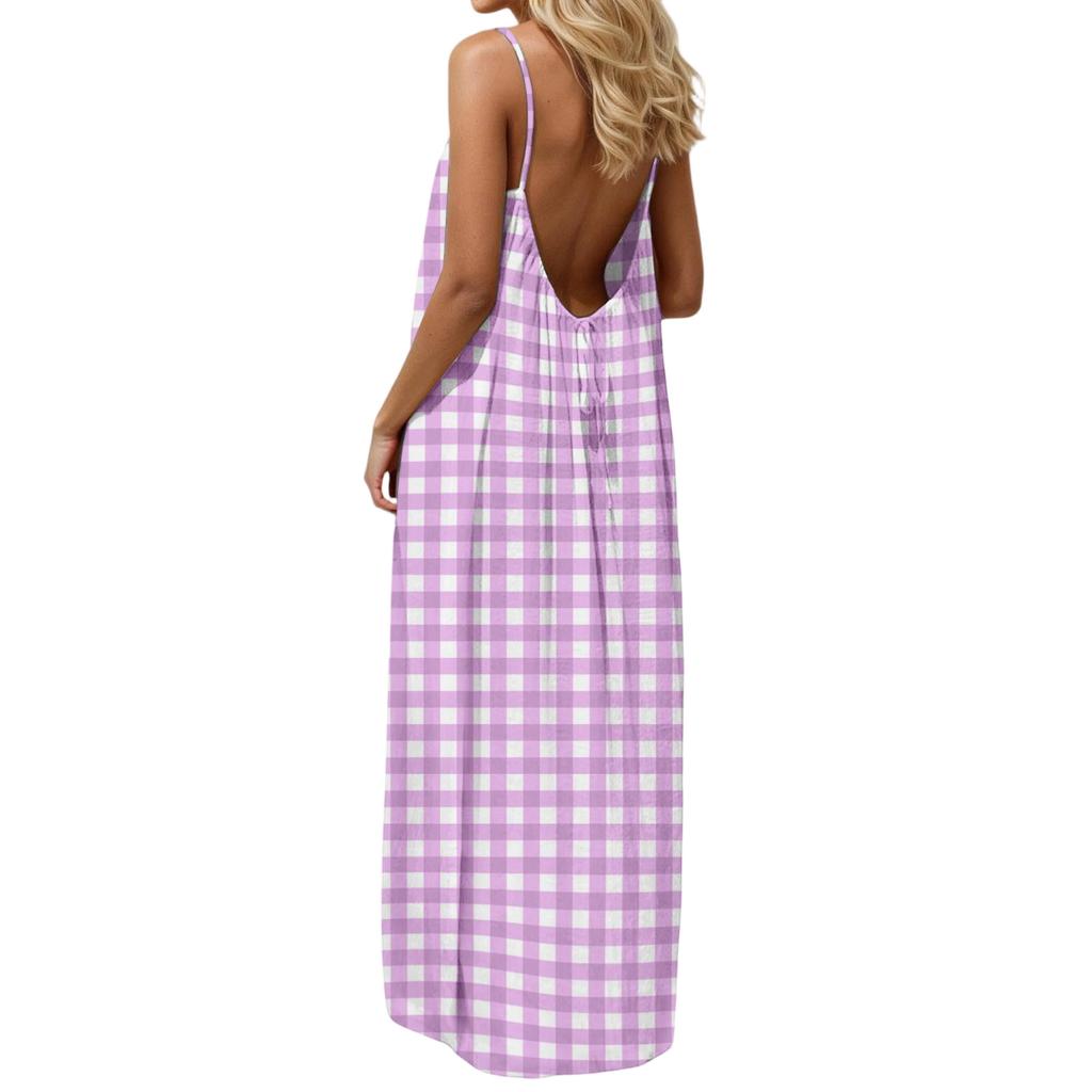 Women's casual fashionable striped checkered printed dress